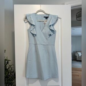 Light Blue Ruffle Sleeve Mini Dress